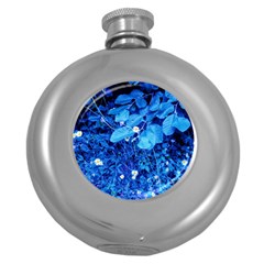 Blue Daisies Round Hip Flask (5 Oz) by okhismakingart