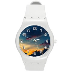 Muted Sunset Round Plastic Sport Watch (m) by okhismakingart