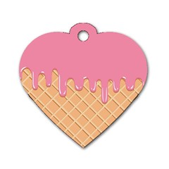 Ice Cream Pink Melting Background With Beige Cone Dog Tag Heart (two Sides) by genx