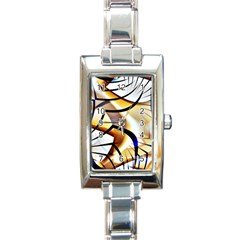 Pattern Fractal Gold Pointed Rectangle Italian Charm Watch by Pakrebo