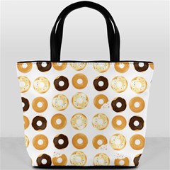 Donuts Pattern With Bites Bright Pastel Blue And Brown Cropped Sweatshirt Bucket Bag by genx