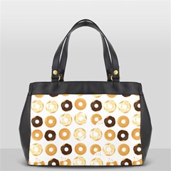 Donuts Pattern With Bites Bright Pastel Blue And Brown Cropped Sweatshirt Oversize Office Handbag (2 Sides) by genx