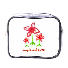 Flowers And Cute Phrase Pencil Drawing Mini Toiletries Bag (one Side) by dflcprintsclothing