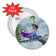 Cute Fairy Dancing On A Piano 2 25  Buttons (10 Pack)  by FantasyWorld7