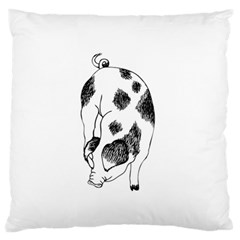 Pig Sniffing Hand Drawn With Funny Cow Spots Black And White Standard Flano Cushion Case (one Side)