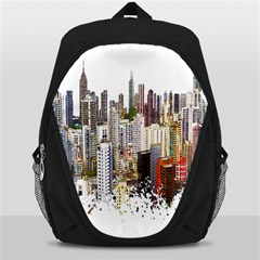 Hong Kong Skyline Watercolor Painting Poster Backpack Bag by Sudhe