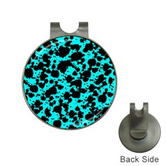 Bright Turquoise And Black Leopard Style Paint Splash Funny Pattern Hat Clips With Golf Markers by yoursparklingshop