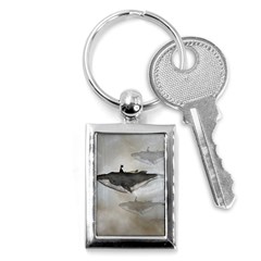 Awesome Fantasy Whale With Women In The Sky Key Chains (rectangle)  by FantasyWorld7