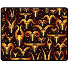 Stylised Horns Black Pattern Double Sided Fleece Blanket (medium)  by HermanTelo