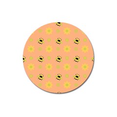 Bee Bug Nature Wallpaper Magnet 3  (round) by HermanTelo