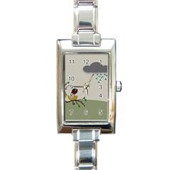 Birds Tree Animal Black Tree Rectangle Italian Charm Watch by HermanTelo