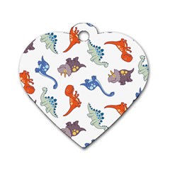 Pattern Dinosaurs Dog Tag Heart (one Side) by HermanTelo