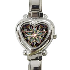 Star Mandala Pattern Design Doodle Heart Italian Charm Watch by Pakrebo