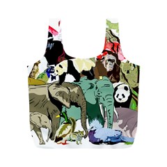 Zoo Animals Peacock Lion Hippo Full Print Recycle Bag (m) by Pakrebo