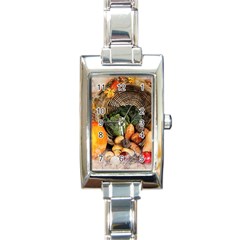 Pumpkin Vegetables Autumn Rectangle Italian Charm Watch by Pakrebo