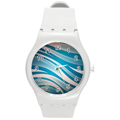 Background Abstract Blue Wavy Round Plastic Sport Watch (m) by Pakrebo