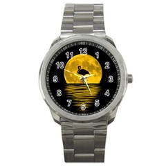 Moon Reflection Flamenco Animal Sport Metal Watch by HermanTelo