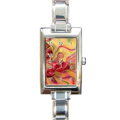 Arrangement Butterfly Pink Rectangle Italian Charm Watch by HermanTelo