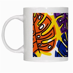 Pattern Leaves Grey White Mugs by HermanTelo