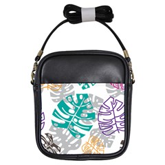 Pattern Leaves Rainbow Girls Sling Bag by HermanTelo