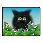 Kitten Black Furry Illustration Fleece Blanket (Small) 50 x40  Blanket Front