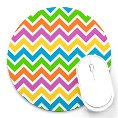 Chevron Pattern Design Texture Round Mousepads by Sapixe