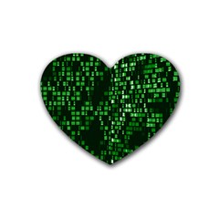 Abstract Plaid Green Rubber Coaster (heart)  by Bajindul