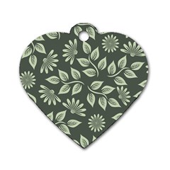 Flowers Pattern Spring Nature Dog Tag Heart (one Side) by Bajindul