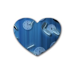 Time Clock Watch Hours Rubber Coaster (heart)  by Bajindul