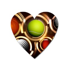 Sport Ball Tennis Golf Football Heart Magnet by Bajindul