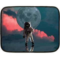 Astronaut Moon Space Planet Fleece Blanket (mini) by Pakrebo