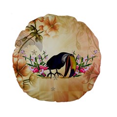 Funny Coutan With Flowers Standard 15  Premium Flano Round Cushions by FantasyWorld7