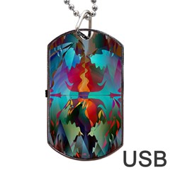 Background Sci Fi Fantasy Colorful Dog Tag Usb Flash (one Side) by Nexatart