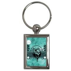 Awesome Skull With Wings Key Chain (rectangle) by FantasyWorld7