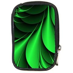 Green Line Lines Background Compact Camera Leather Case by Pakrebo