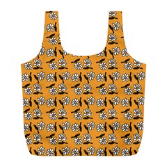 Daisy Orange Full Print Recycle Bag (l) by snowwhitegirl