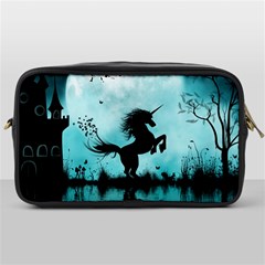 Wonderful Unicorn Silhouette In The Night Toiletries Bag (one Side) by FantasyWorld7