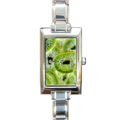 Sliced Kiwi Fruits Green Rectangle Italian Charm Watch by Pakrebo