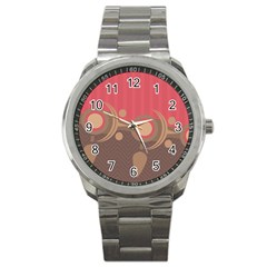 Background Tribal Ethnic Red Brown Sport Metal Watch by Simbadda