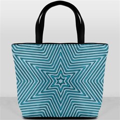 Lines Blue Repeating Textile Bucket Bag by Wegoenart