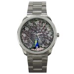 Peacock Bird Feather Plumage Green Sport Metal Watch Front