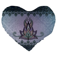 Abstract Decorative Floral Design, Mandala Large 19  Premium Heart Shape Cushions