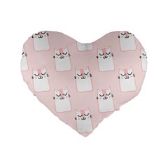 Pattern Pink Cute Sweet Fur Cats Standard 16  Premium Flano Heart Shape Cushions by Pakrebo