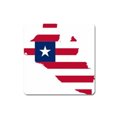 Liberia Flag Map Geography Outline Square Magnet by Sapixe