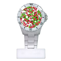 Cherry Leaf Fruit Summer Plastic Nurses Watch by Mariart