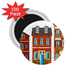 City Buildings Brick Architecture 2 25  Magnets (100 Pack)  by Simbadda