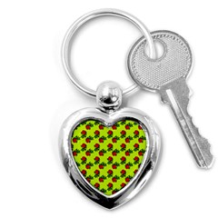 Red Roses Lime Green Key Chain (heart) by snowwhitegirl