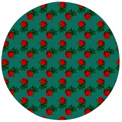 Red Roses Teal Green Wooden Bottle Opener (round) by snowwhitegirl