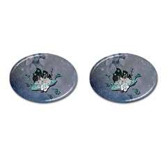 Sport, Surfboard With Flowers And Fish Cufflinks (oval) by FantasyWorld7