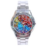 Graffiti Wall Mural Painting Arts Stainless Steel Analogue Watch Front